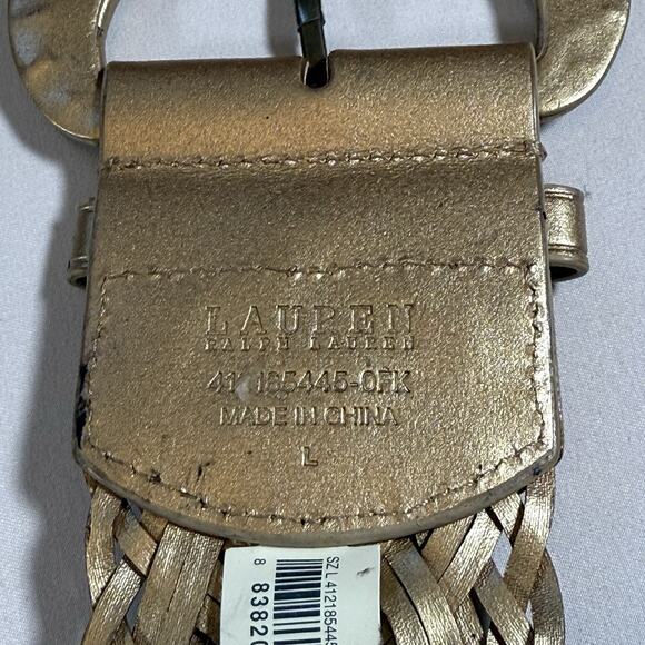 Vintage Ralph Lauren Gold Braided Leather Boho Wide Layering Belt - Wms Large - Picture 7 of 9